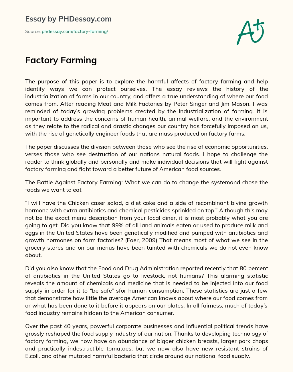 Factory Farming essay