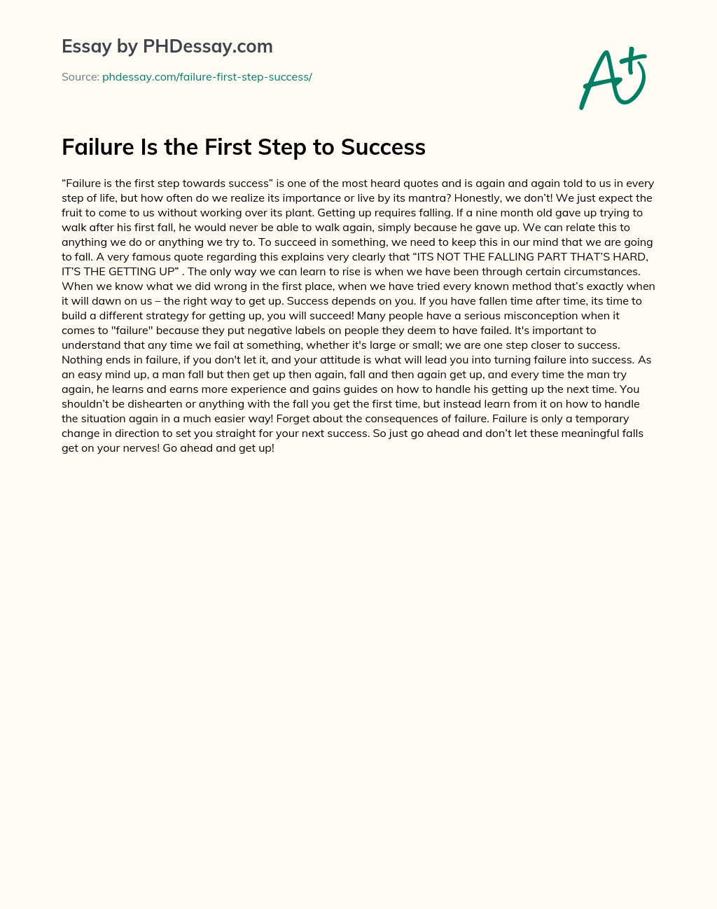 Failure Is the First Step to Success essay