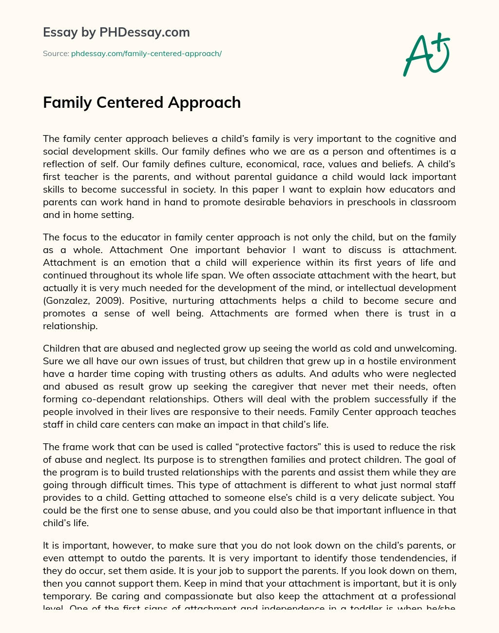 Family Centered Approach essay