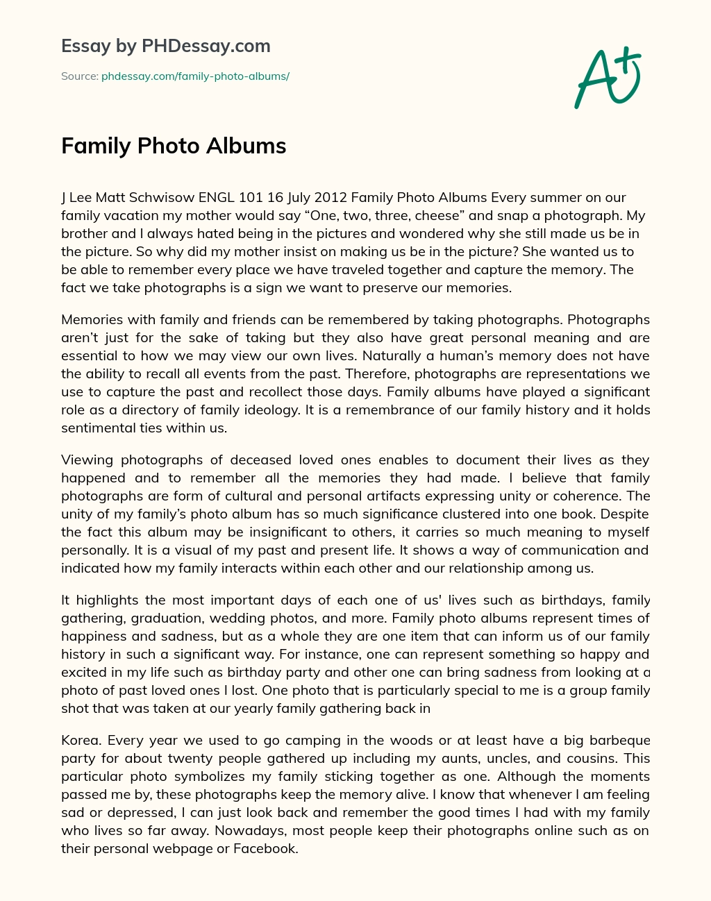 Family Photo Albums essay