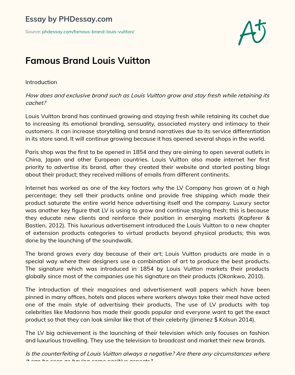 Famous Brand Louis Vuitton essay