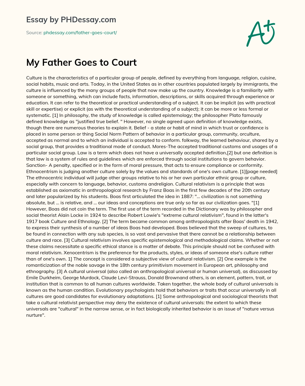 My Father Goes to Court essay