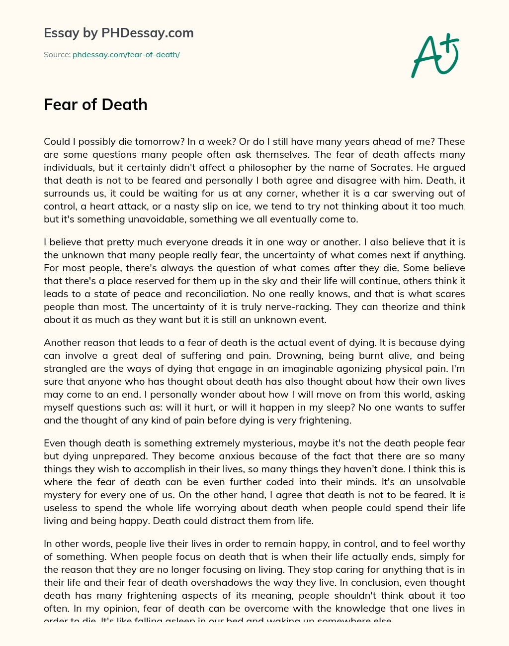 good college essays about death