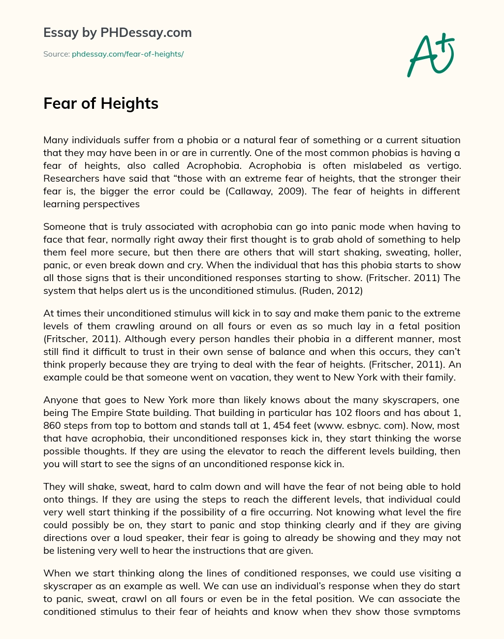 Fear of Heights essay