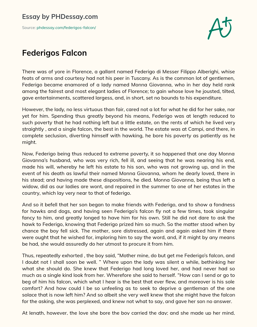 Federigos Falcon essay