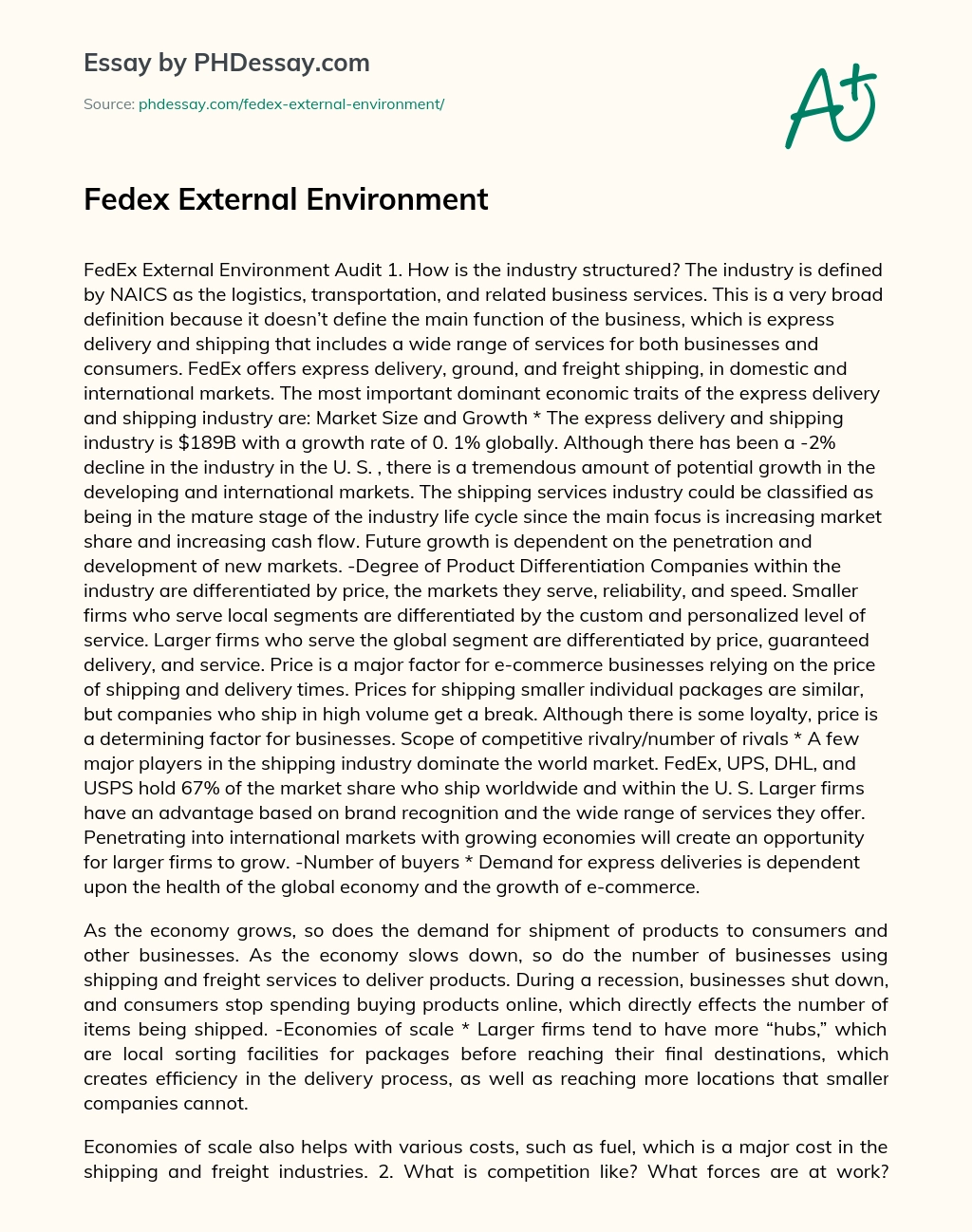 Fedex External Environment essay