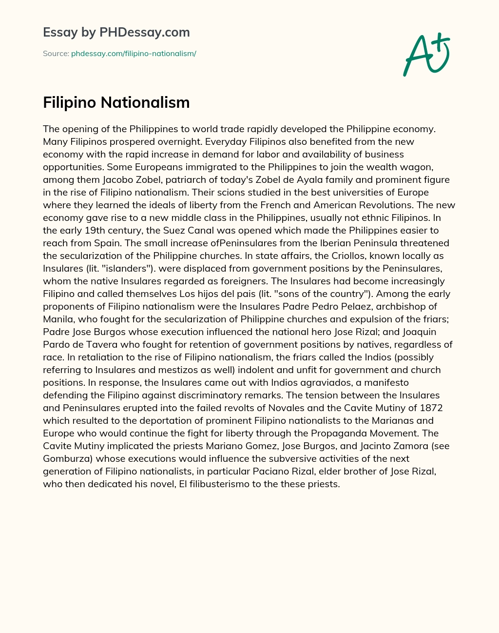 Filipino Nationalism essay