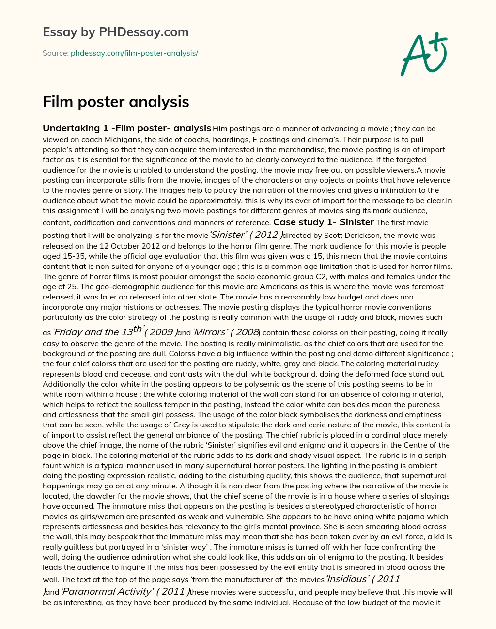 Film poster analysis essay