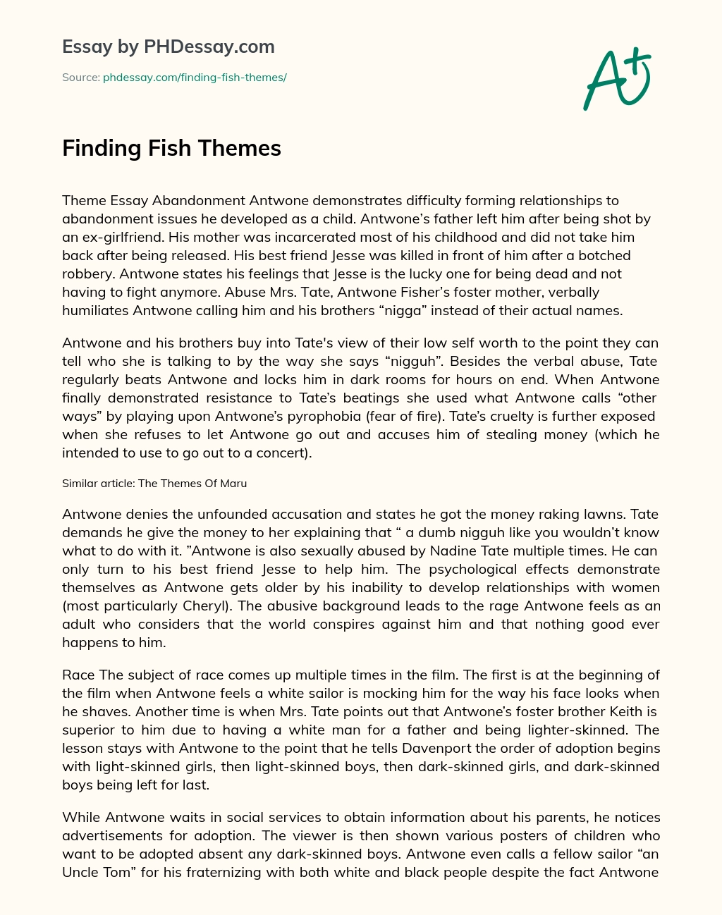 Finding Fish Themes essay