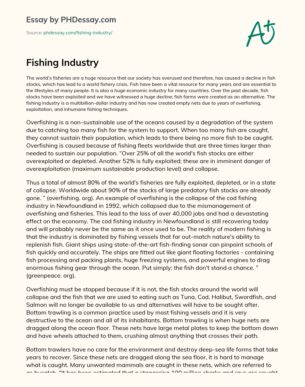 Fishing Industry essay