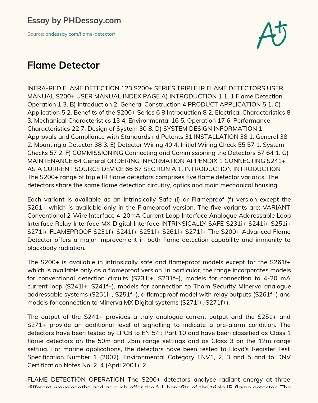 Flame Detector essay