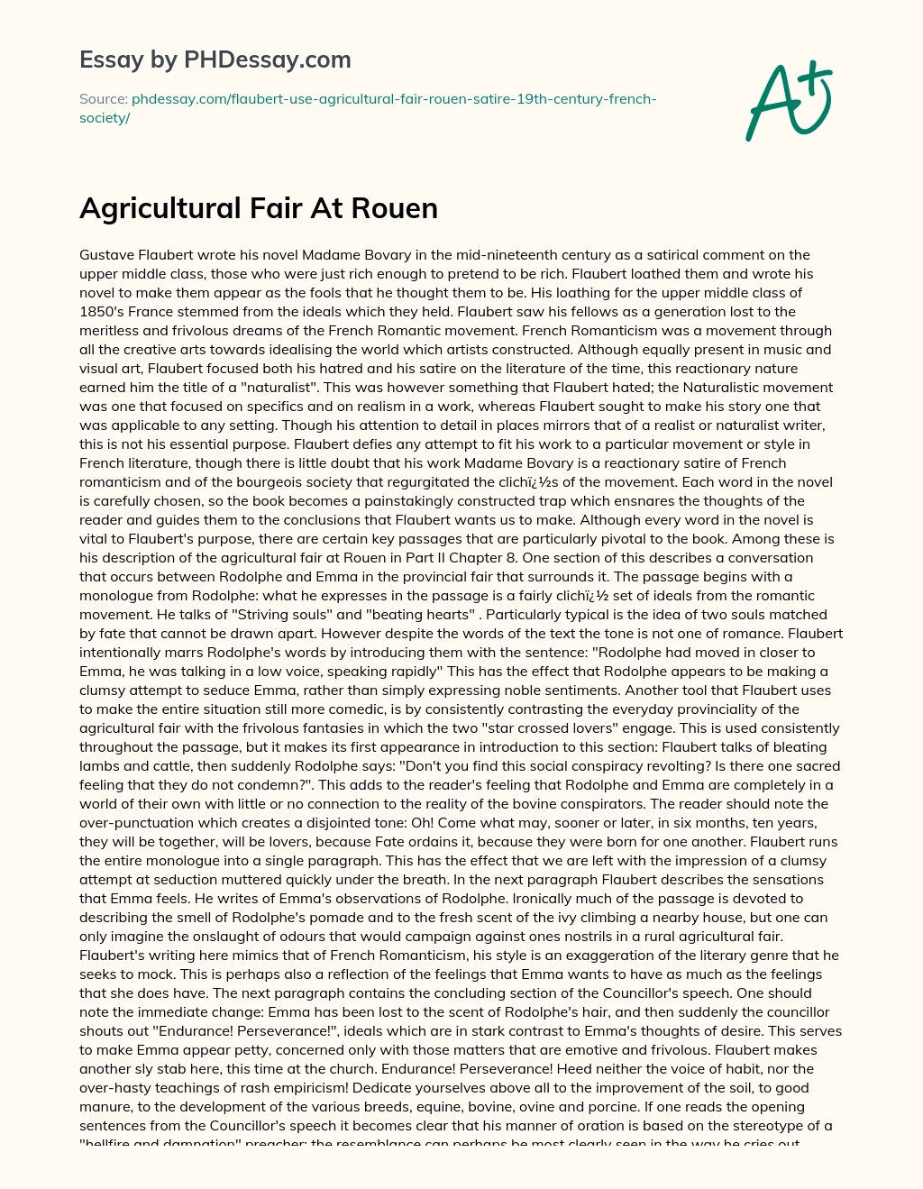 Agricultural Fair At Rouen essay