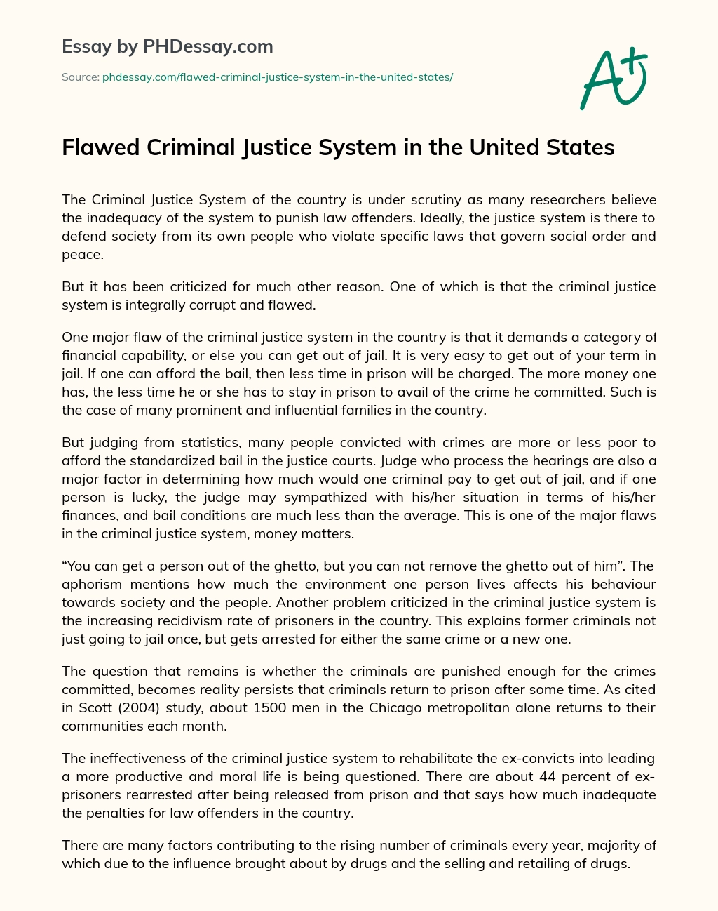 Flawed Criminal Justice System in the United States essay