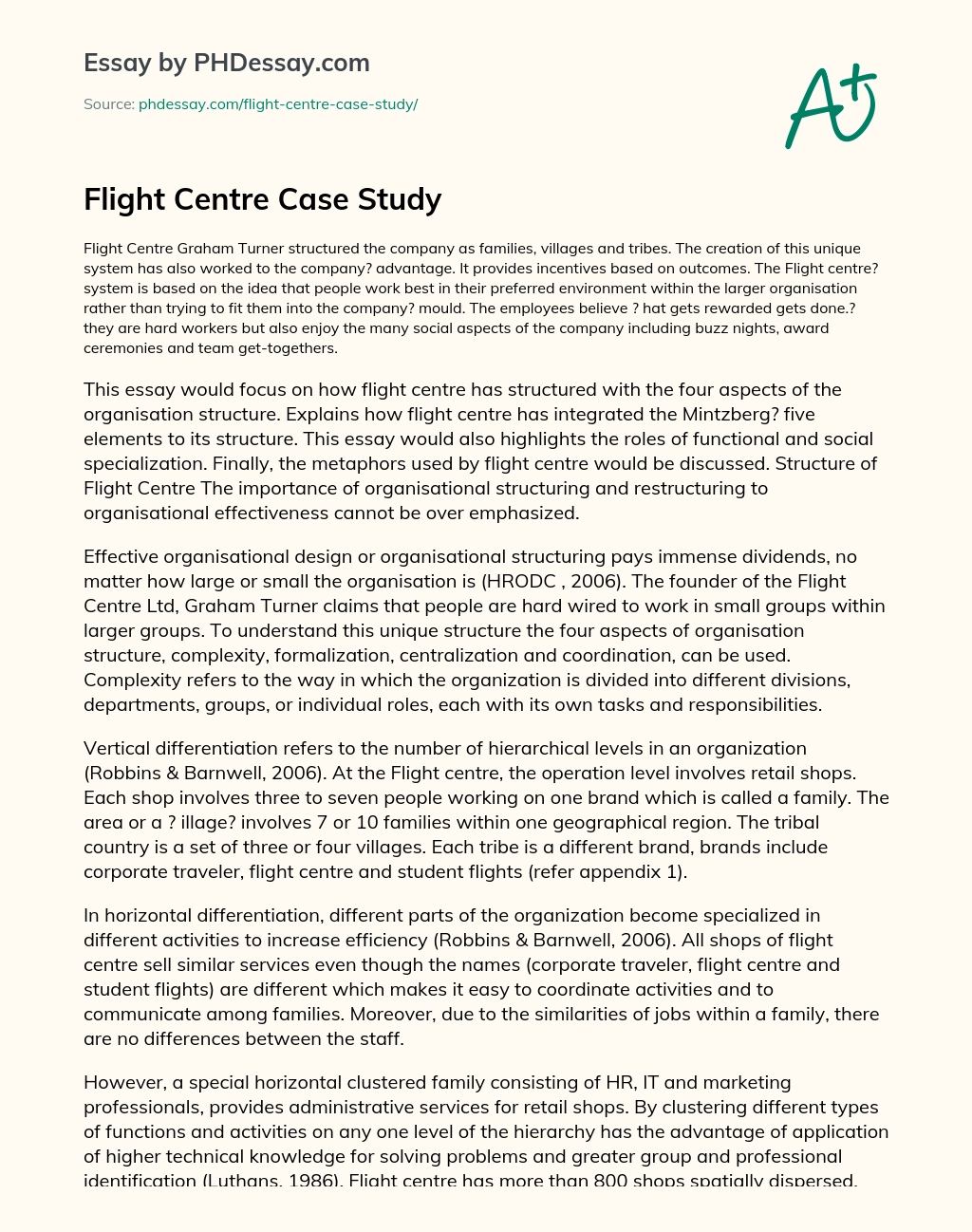 Flight Centre Case Study essay