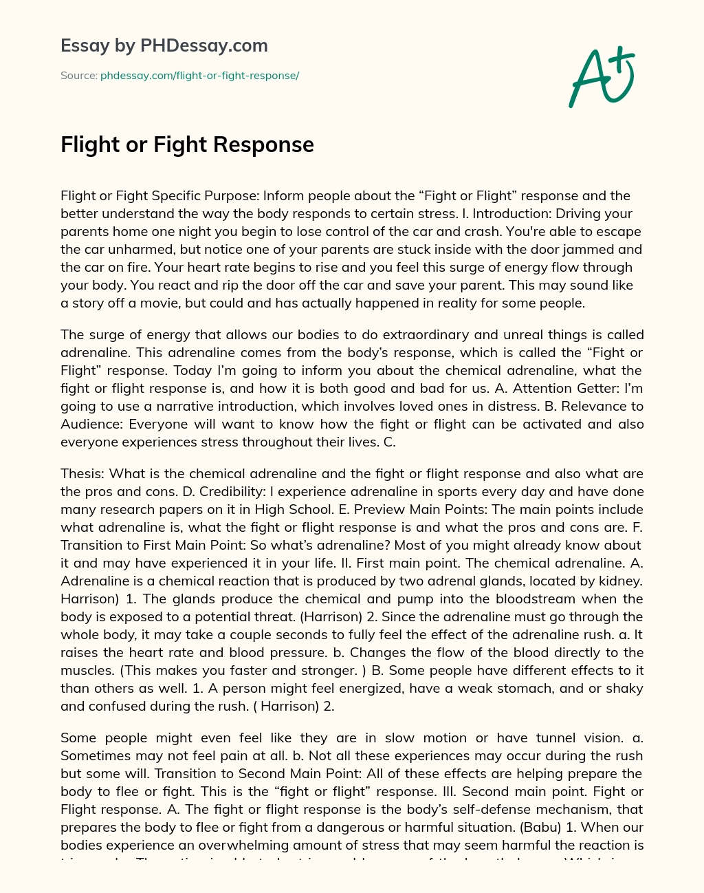 Flight or Fight Response essay