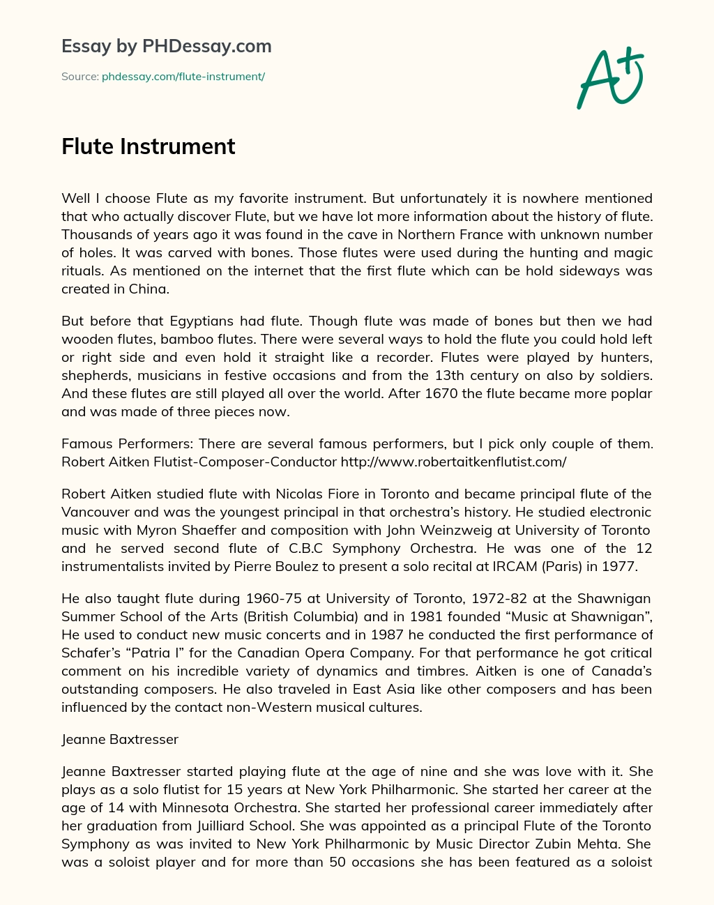 Flute Instrument essay