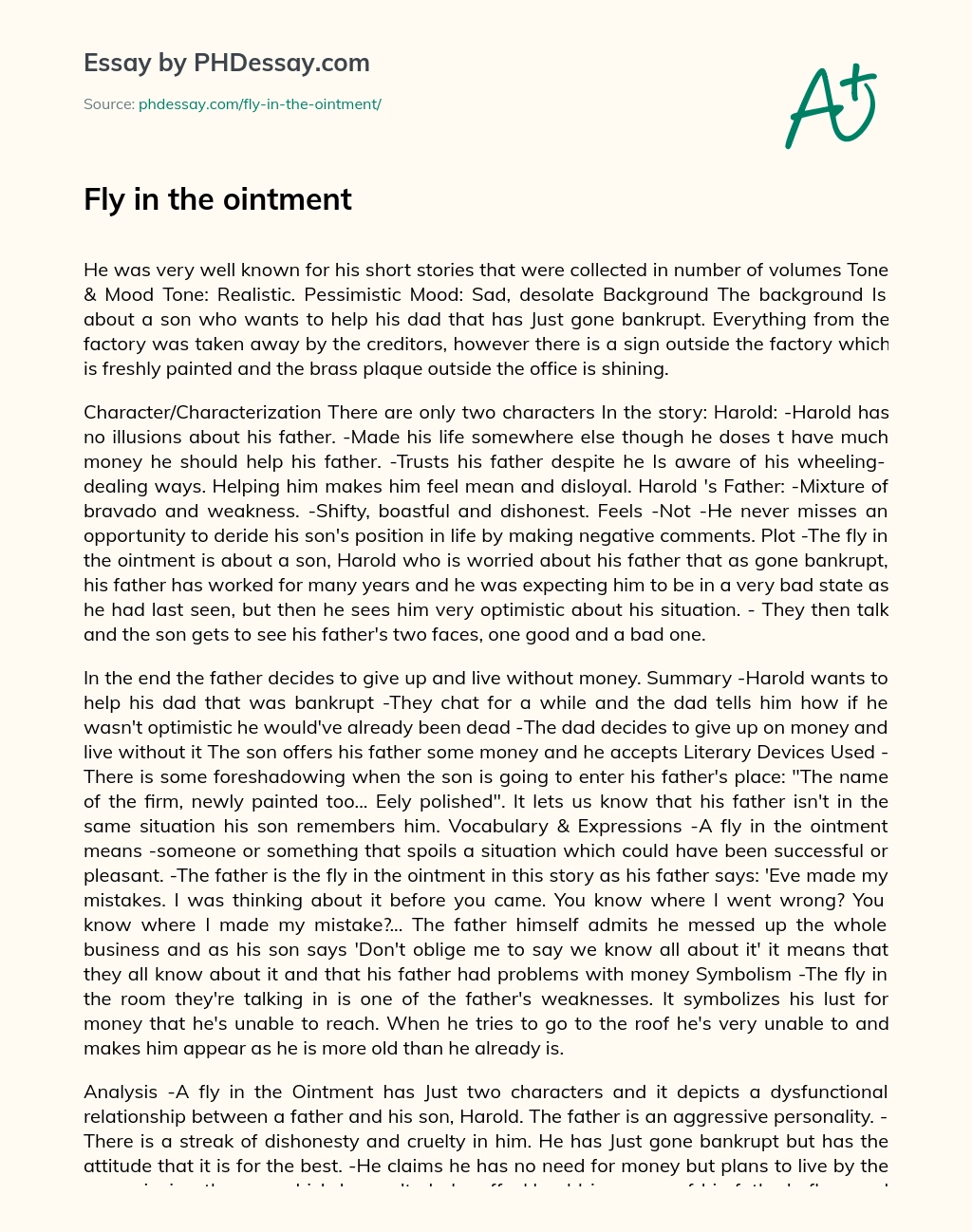Fly in the ointment essay