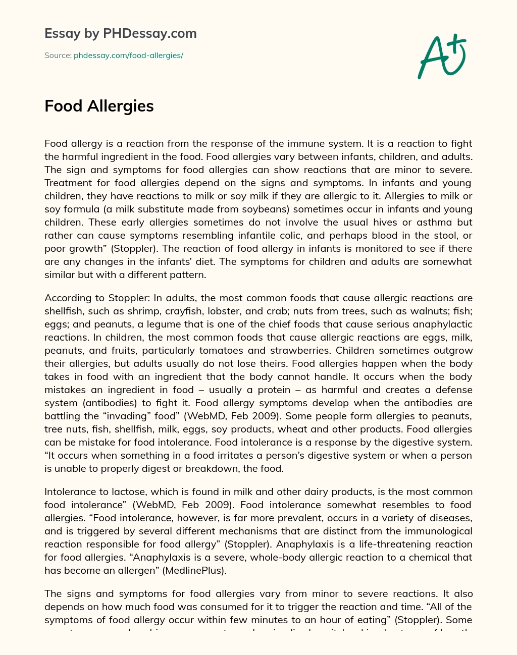 Food Allergies essay