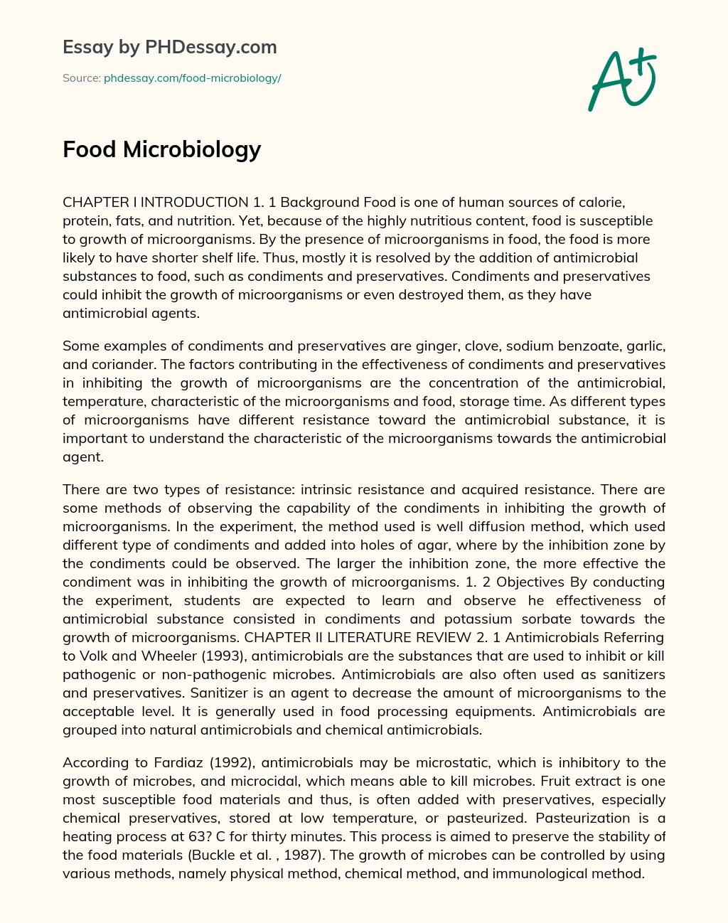 Food Microbiology essay