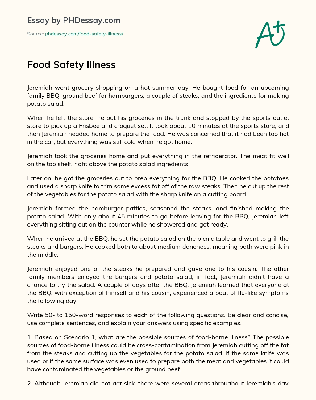a food safety essay