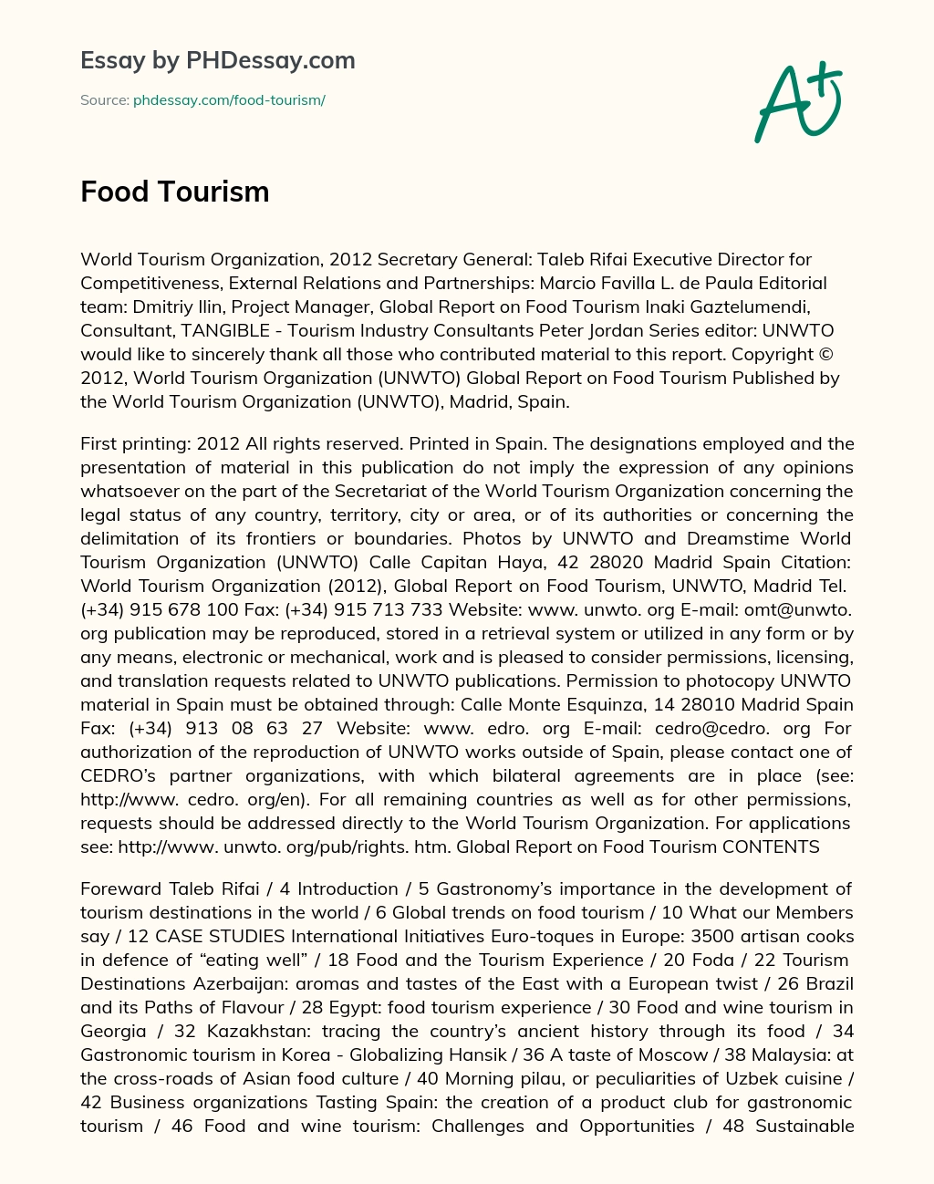 Food Tourism essay