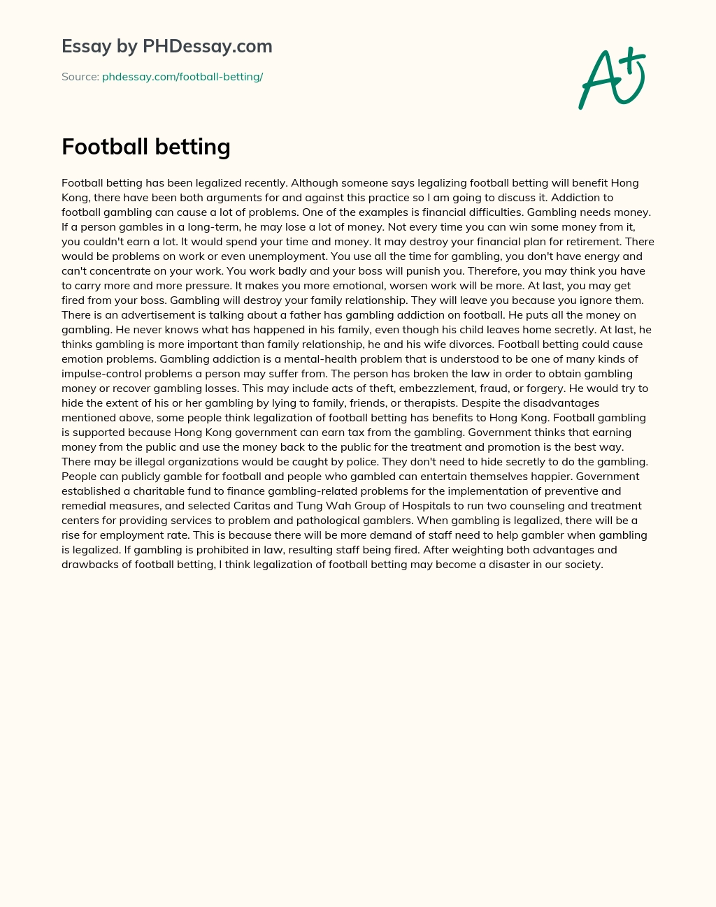 Football betting essay