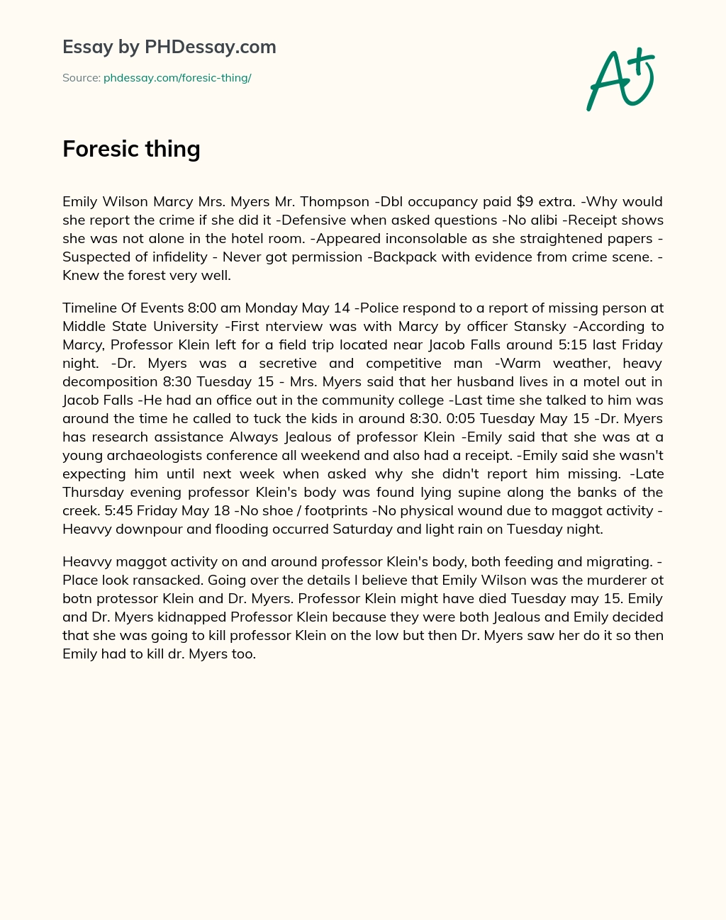 Foresic thing essay