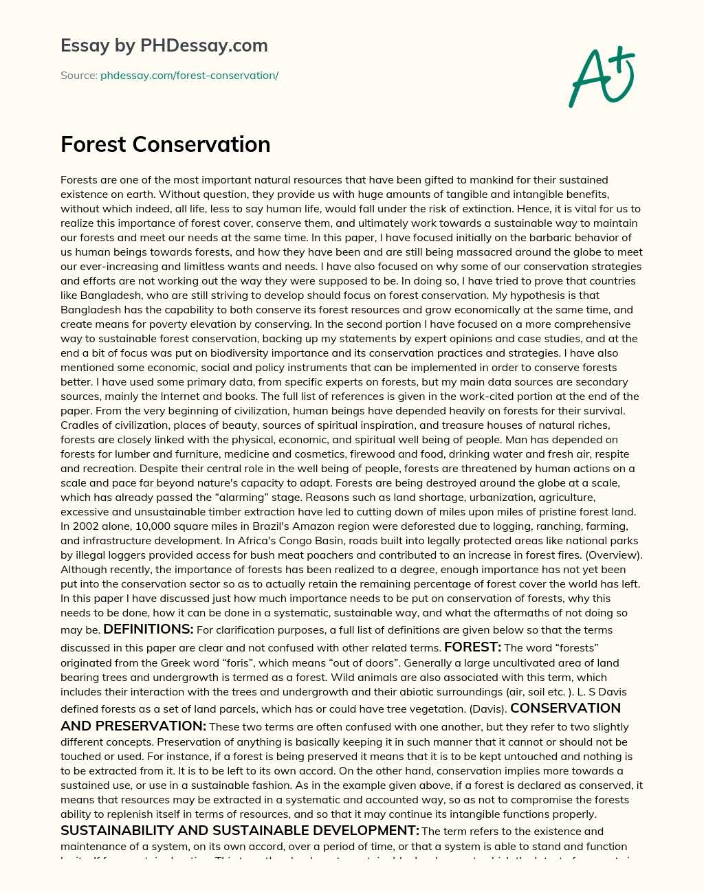 essay conservation of forest