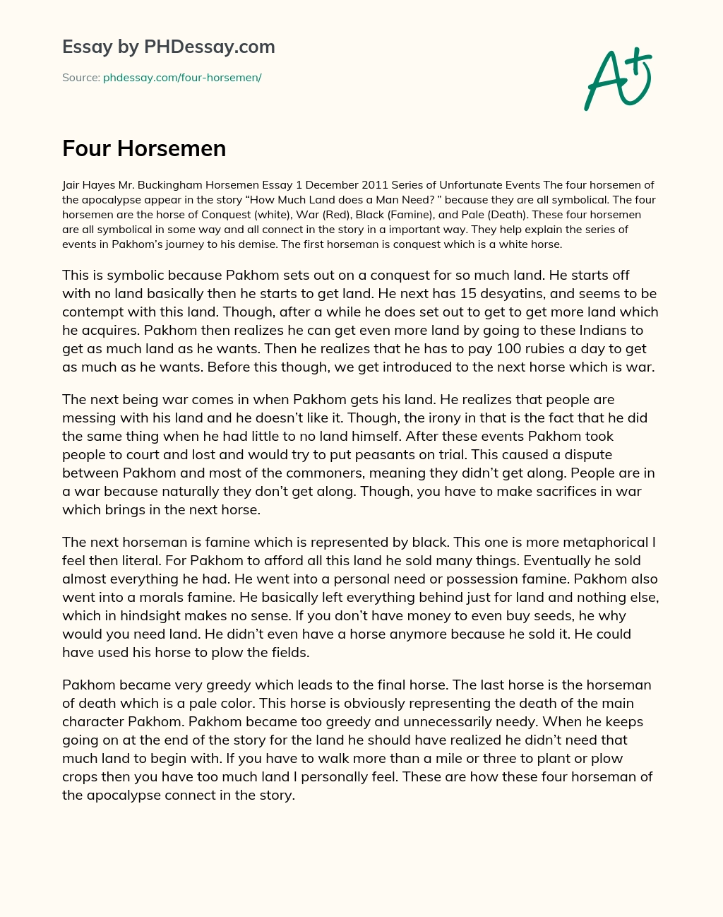 Four Horsemen essay