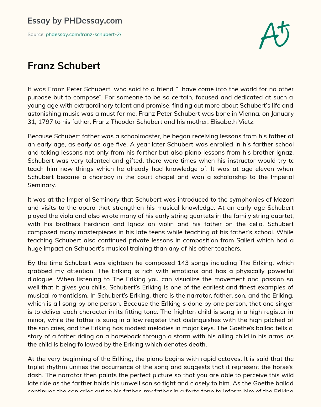 Franz Schubert essay