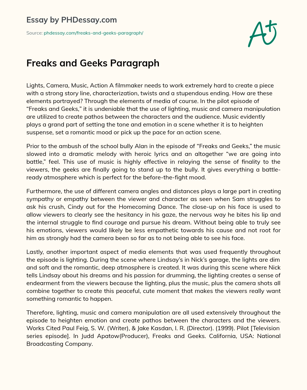 Freaks and Geeks Paragraph essay