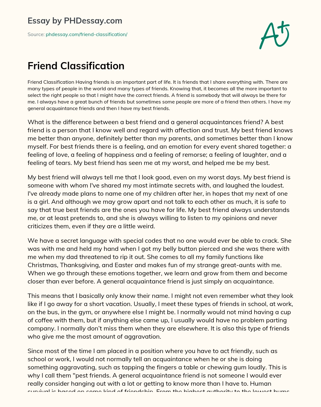 Friend Classification