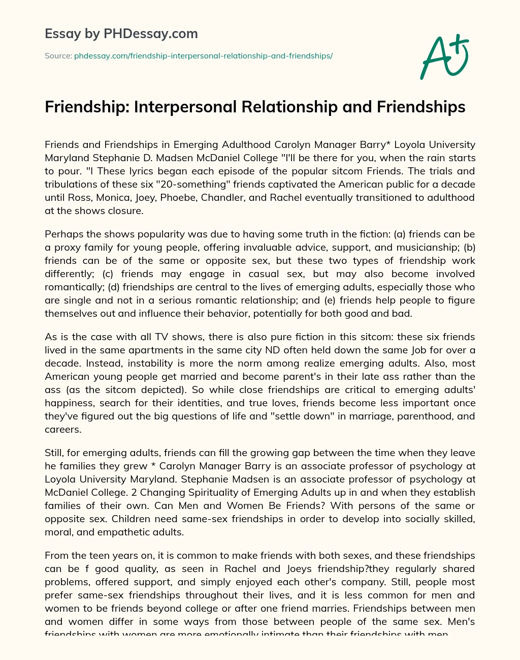 interpersonal friendship