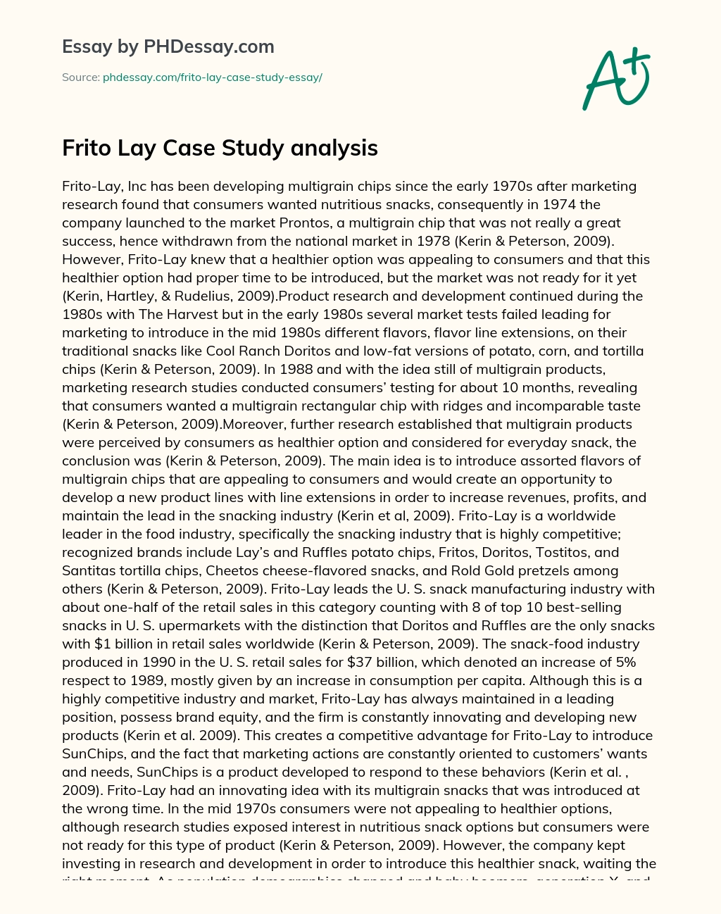 Frito Lay Case Study Analysis essay