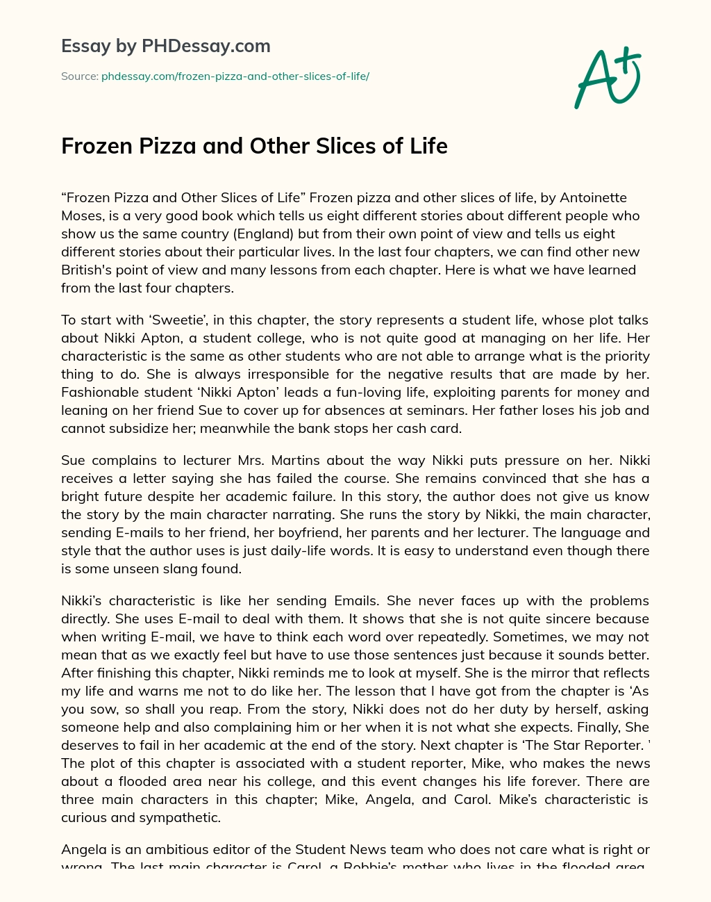 Frozen Pizza and Other Slices of Life essay
