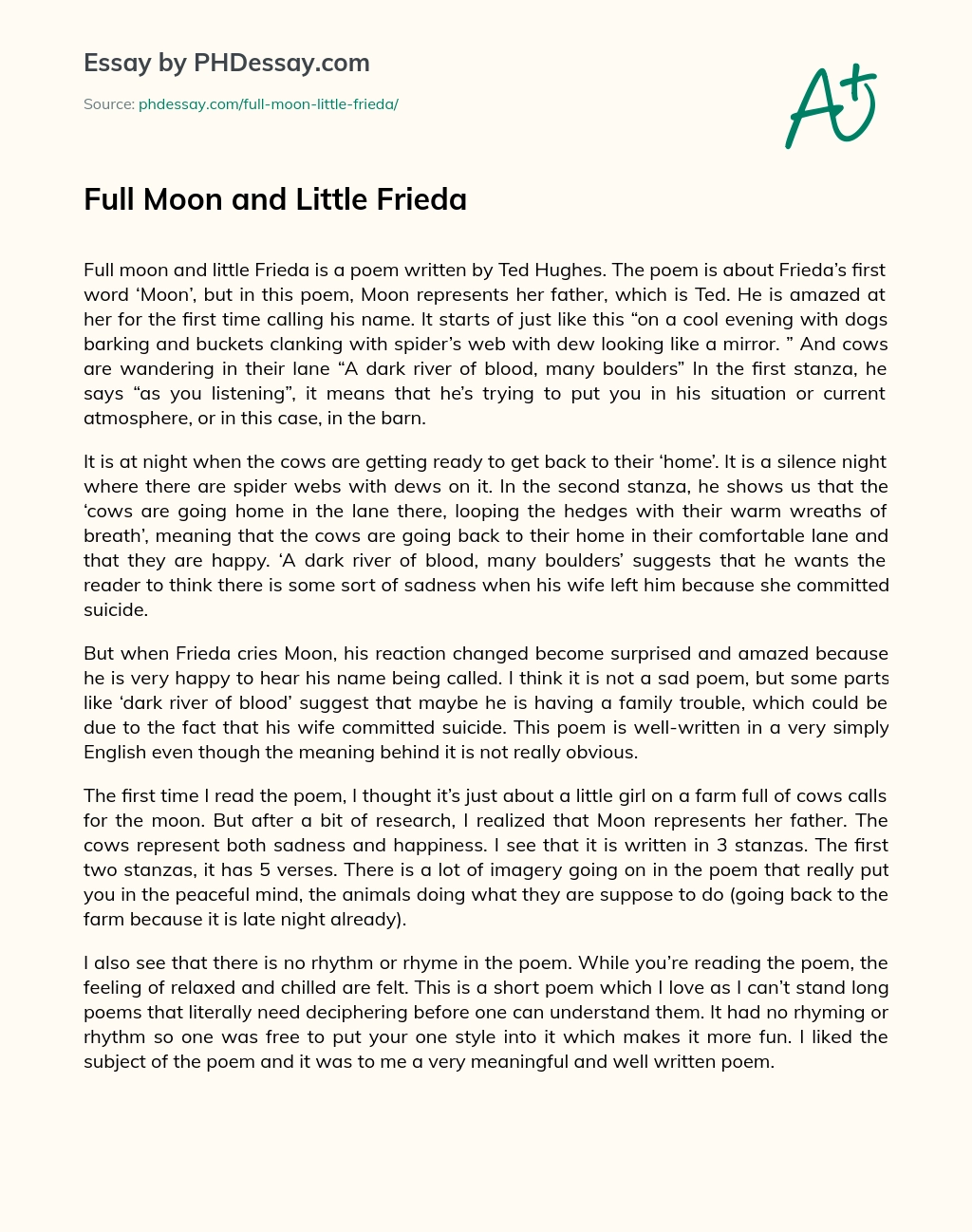 Full Moon and Little Frieda essay