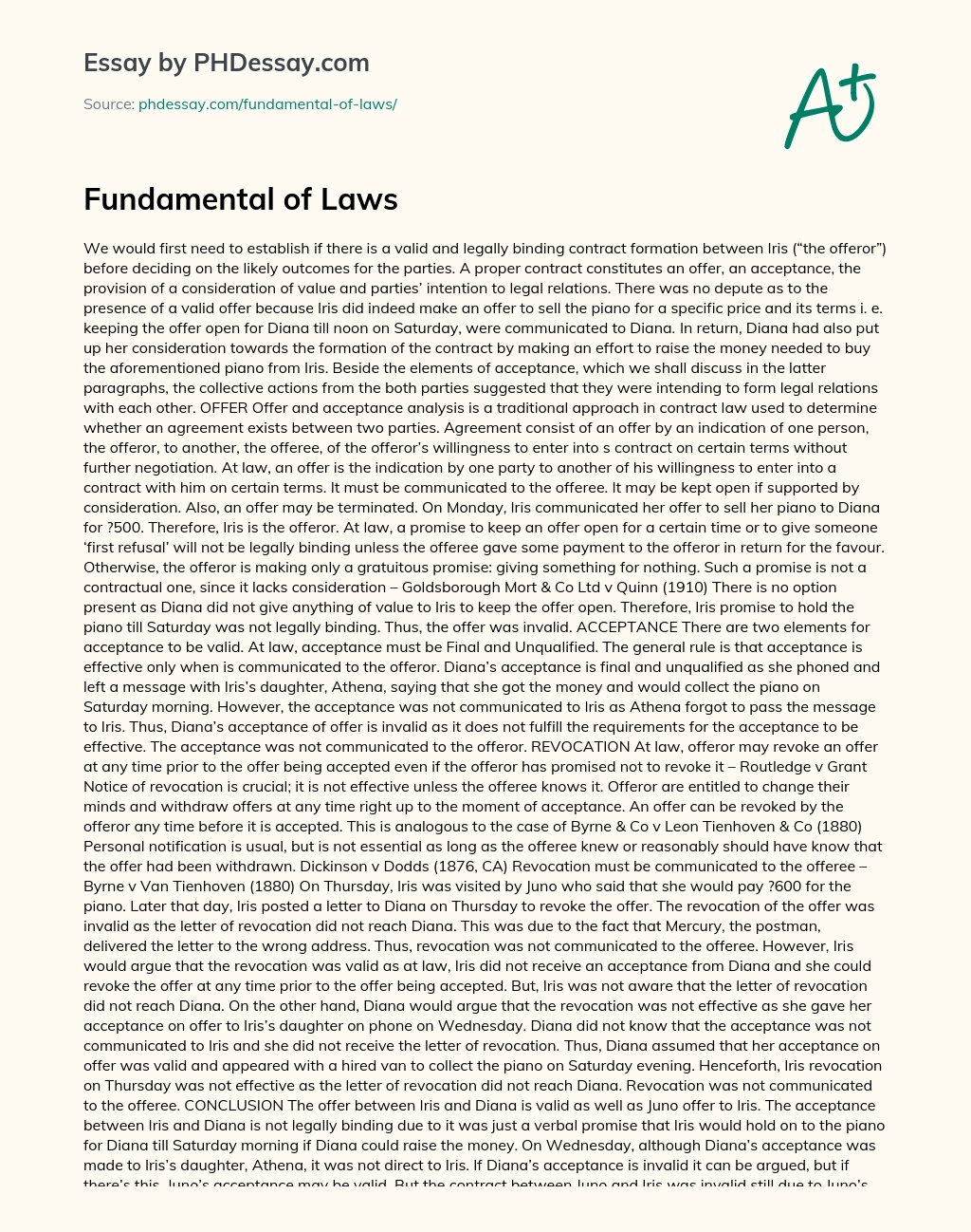 Fundamental of Laws essay