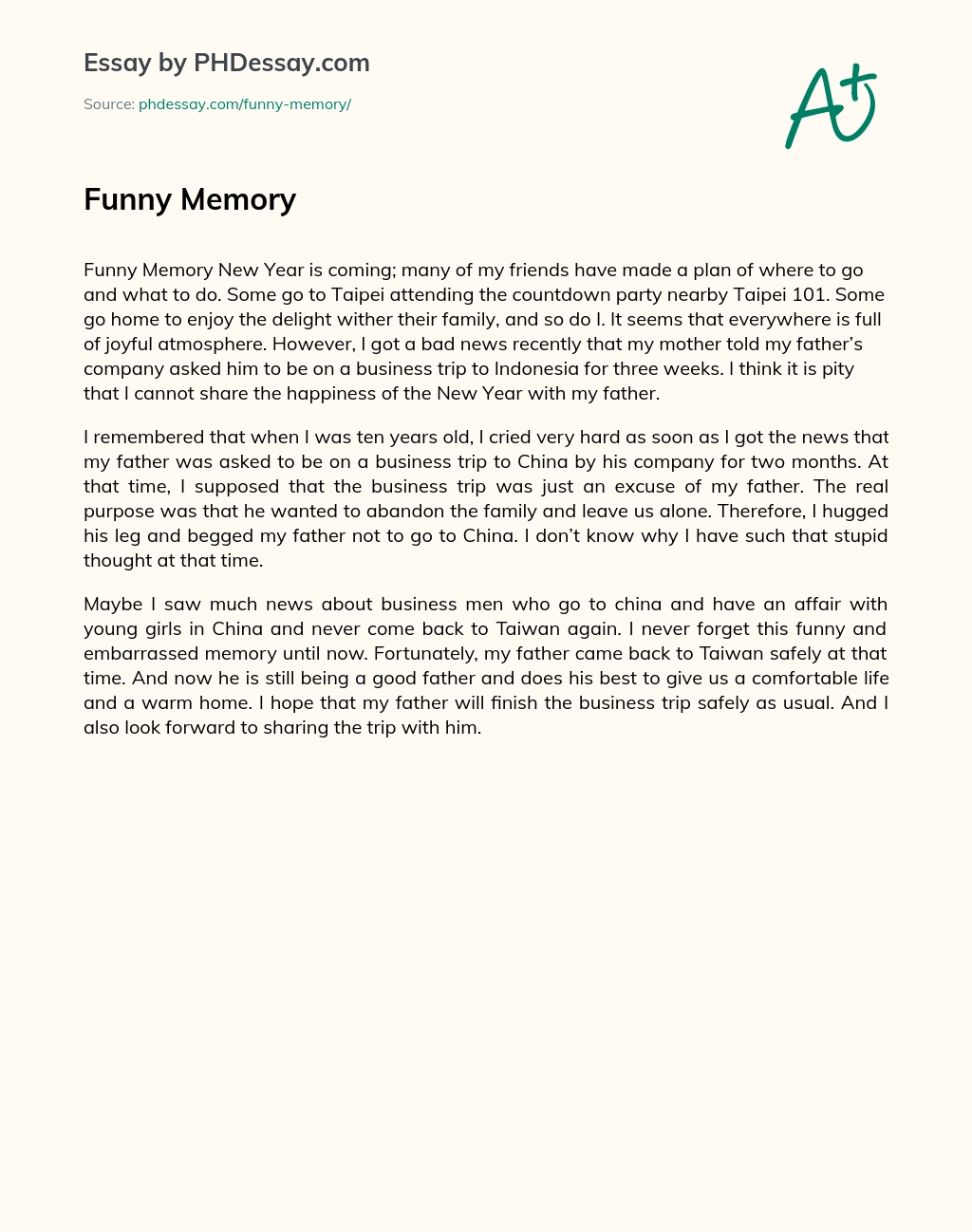 Funny Memory essay