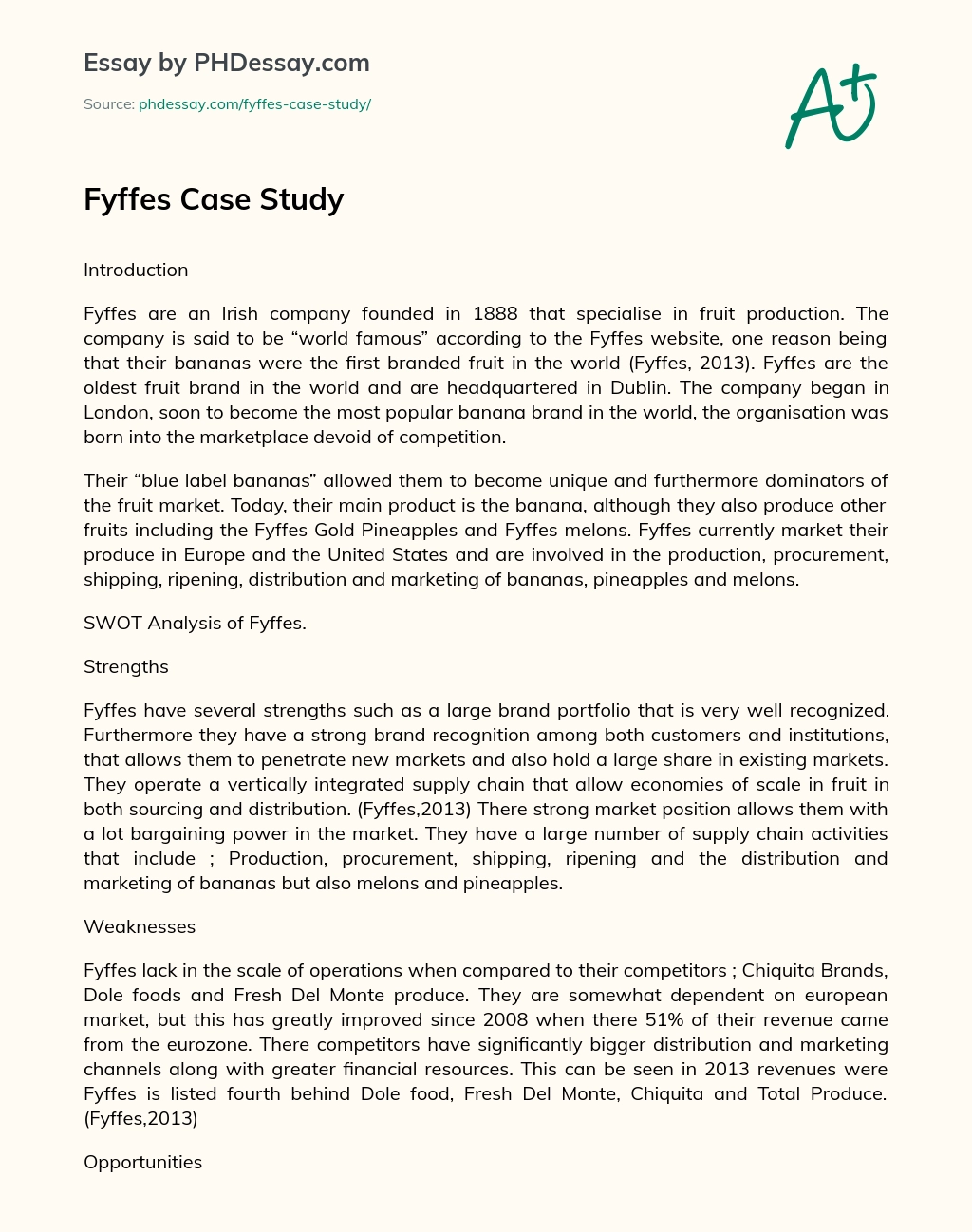 Fyffes Case Study essay