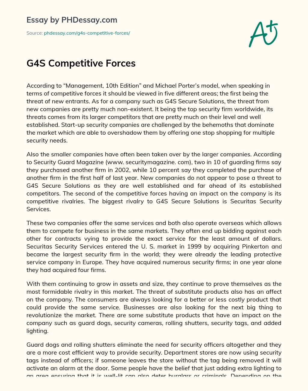 G4S Competitive Forces essay