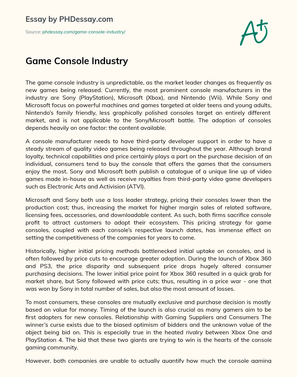 Game Console Industry essay