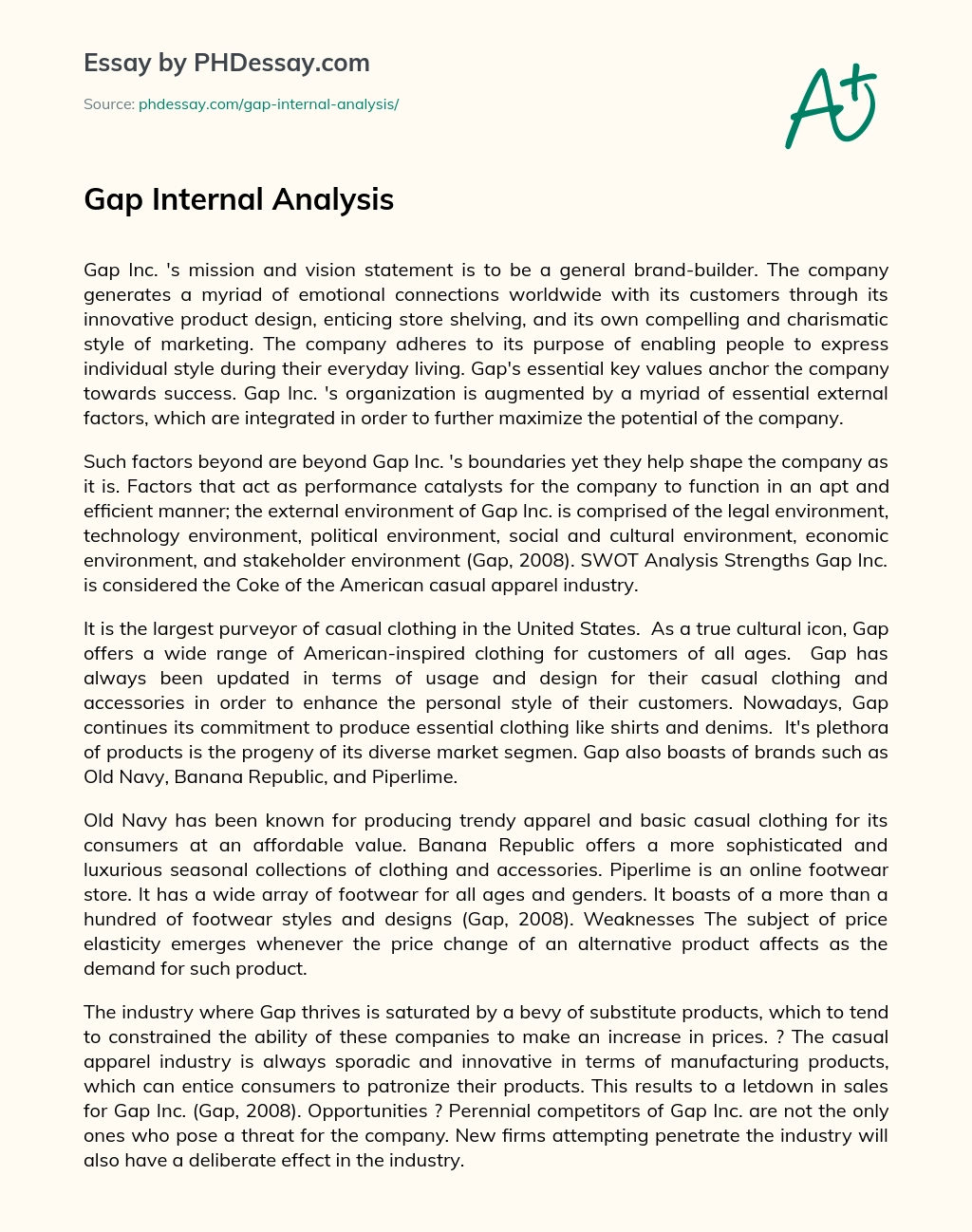 Gap Internal Analysis essay