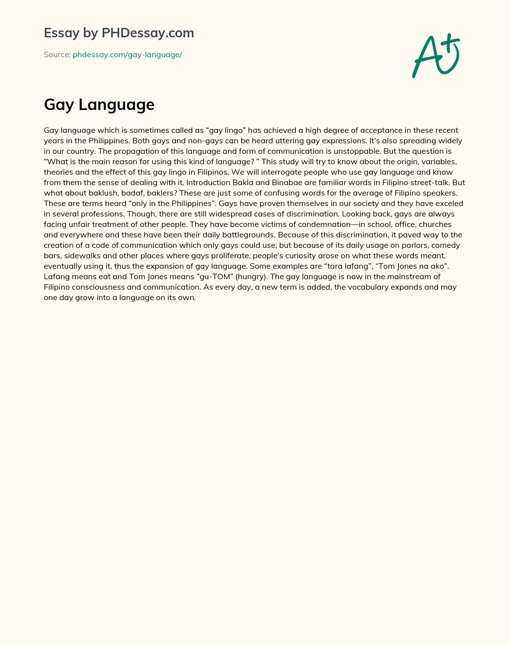 Gay Language essay