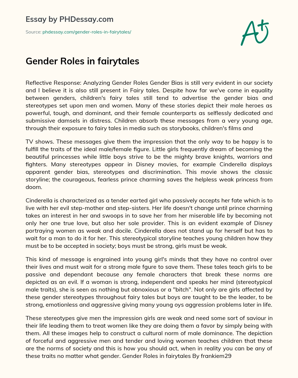Gender Roles in fairytales essay