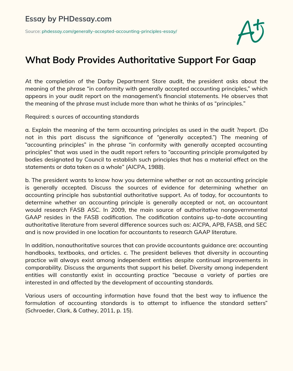 What Body Provides Authoritative Support For Gaap essay