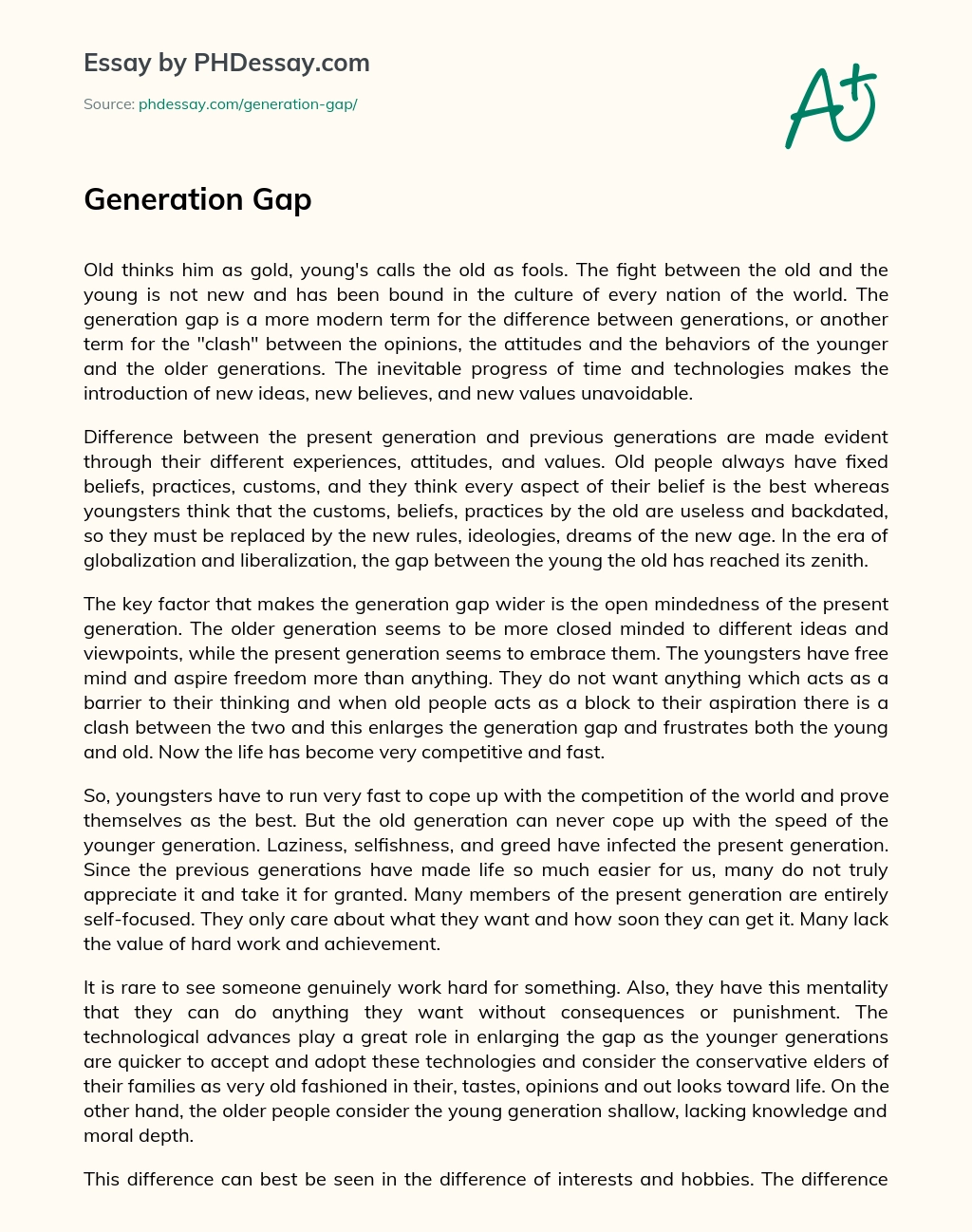 Generation Gap essay