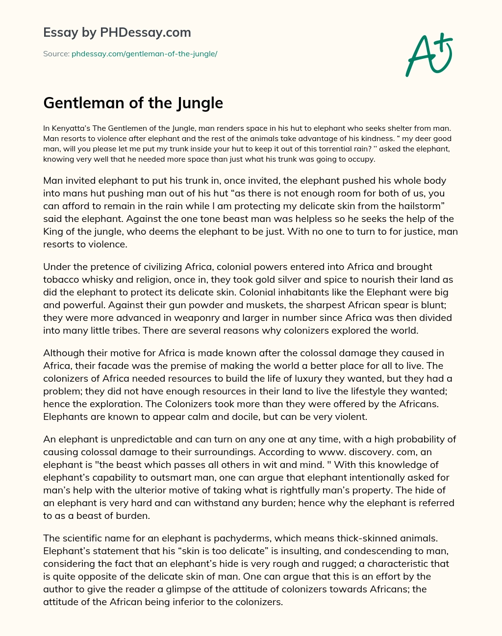 Gentleman of the Jungle essay