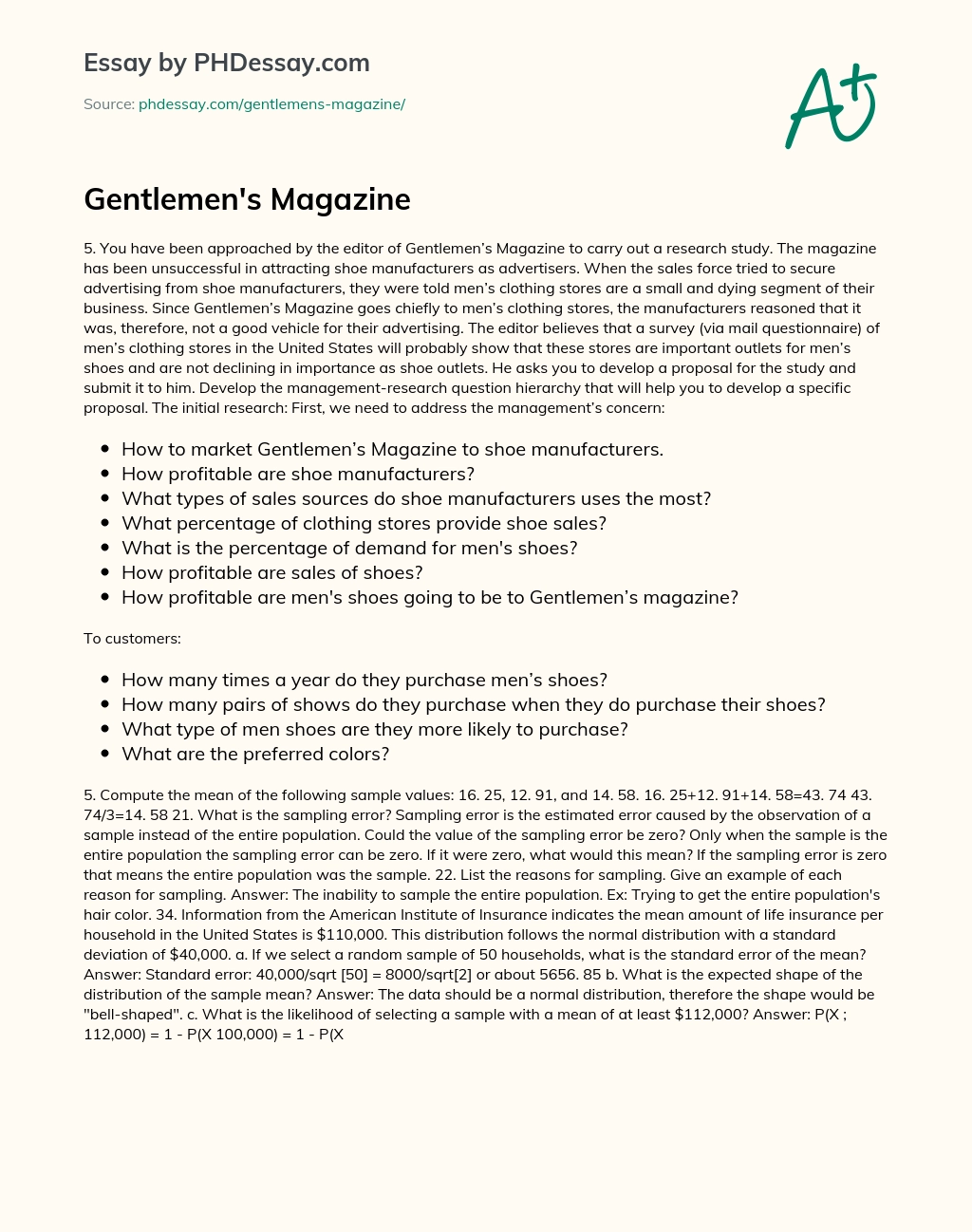 Gentlemen’s Magazine essay