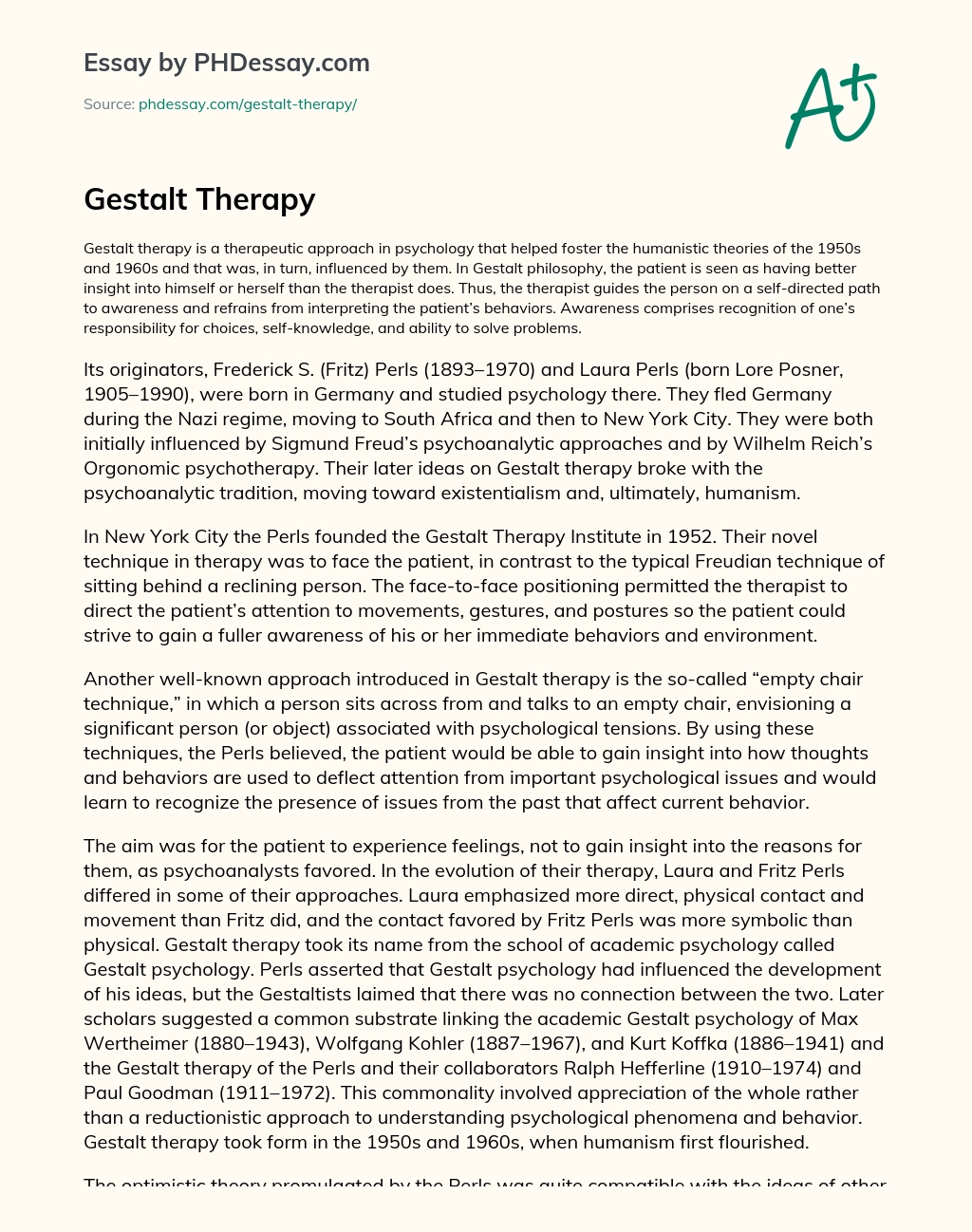 Gestalt Therapy essay