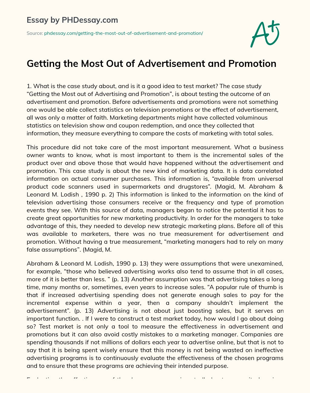 Getting the Most Out of Advertisement and Promotion essay